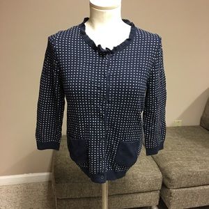 Banana Republic Navy/White Dot Cardigan/Petite Med